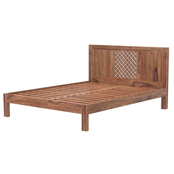 MIRA 160×200 cm Solid Indian (Sheesham) Wood Bed King/Queen Size Hardwood Bed Frame, Premium Solid-Wood Finish - Image 2