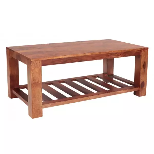 RAMI 110×45×60 cm Solid Indian (Sheesham) Wood Coffee / Centre Table – Elegant Solid-Wood Living Room Table,Natural Finish - Image 2
