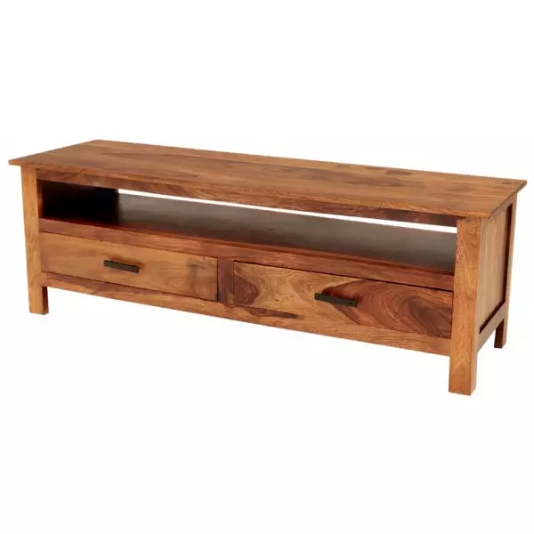 RAMI 150×50×45 cm Solid Indian (Sheesham) Wood TV Table / Media Unit Spacious Entertainment Console,Natural Finish - Image 3