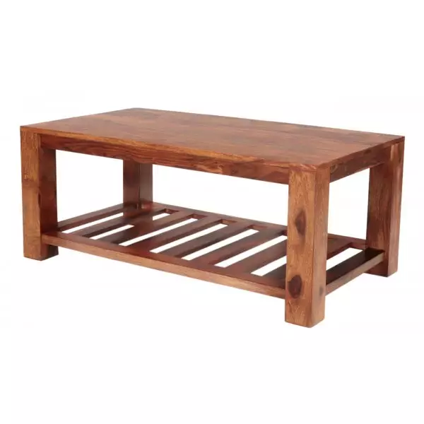 RAMI 110×45×60 cm Solid Indian (Sheesham) Wood Coffee / Centre Table – Elegant Solid-Wood Living Room Table,Natural Finish - Image 3