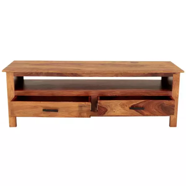 RAMI 150×50×45 cm Solid Indian (Sheesham) Wood TV Table / Media Unit Spacious Entertainment Console,Natural Finish - Image 4