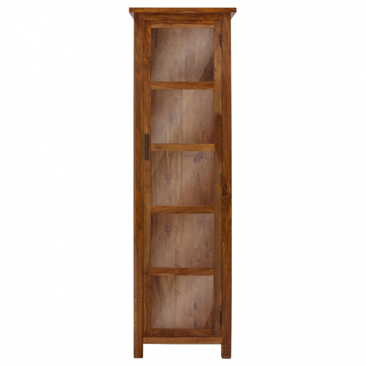Rami Solid Sheesham Wood Display Cabinet with Glass Doors - 60x45x180 cm | Premium Showcase Bookshelf for Living Room & Dining Room - Image 2
