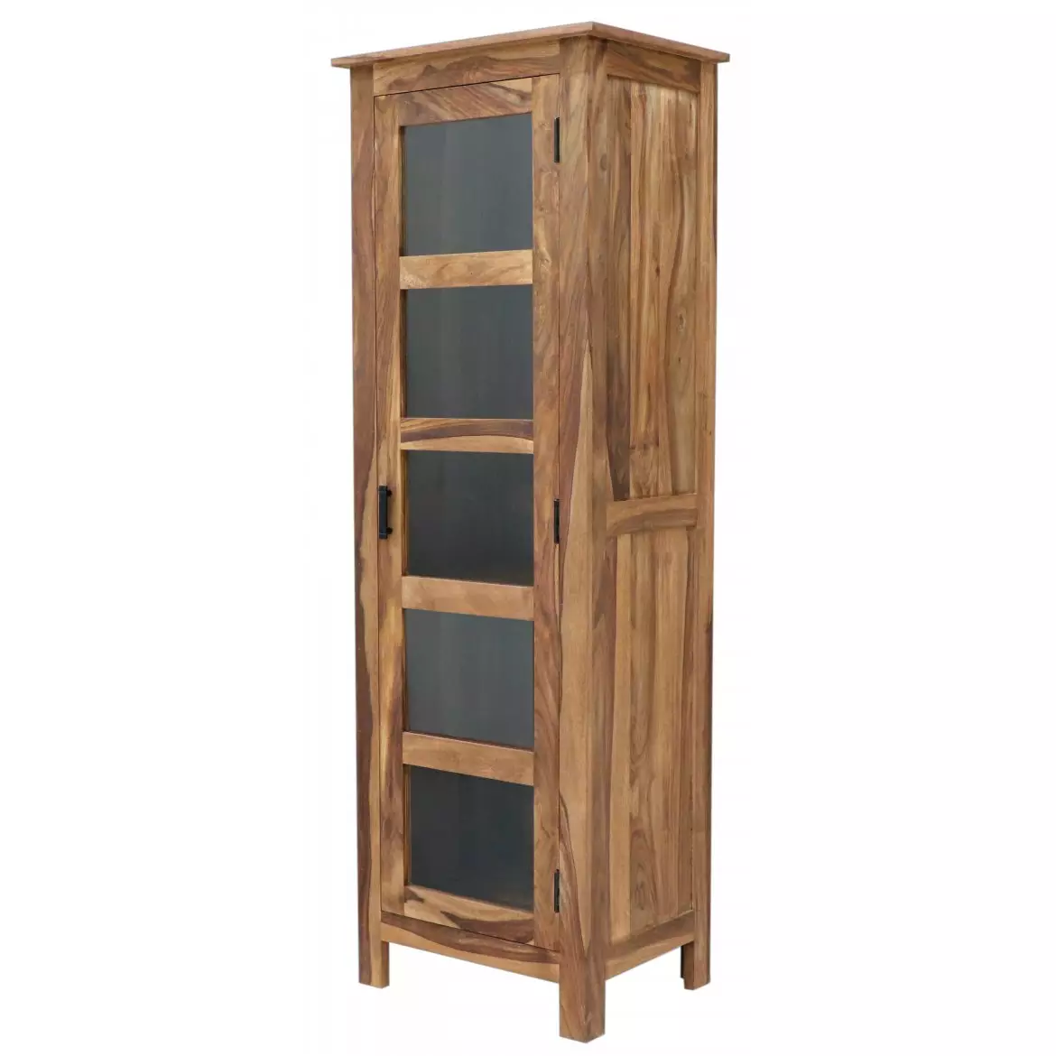 Rami Solid Sheesham Wood Display Cabinet with Glass Doors - 60x45x180 cm | Premium Showcase Bookshelf for Living Room & Dining Room - Image 5