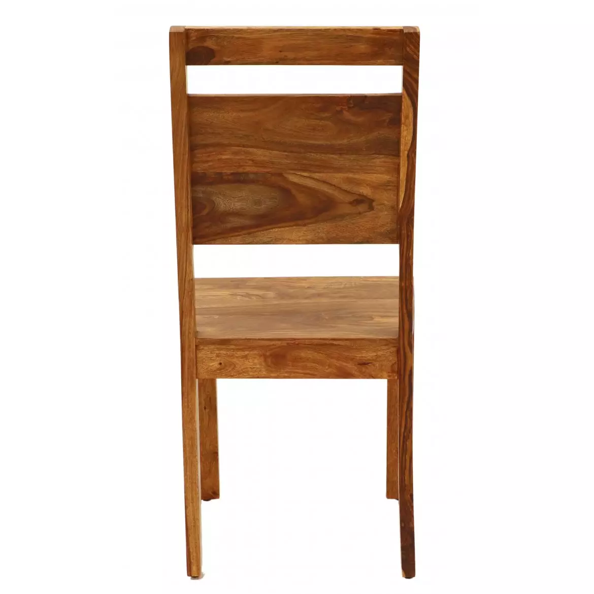 Handcrafted wooden dining chair backrest detail view