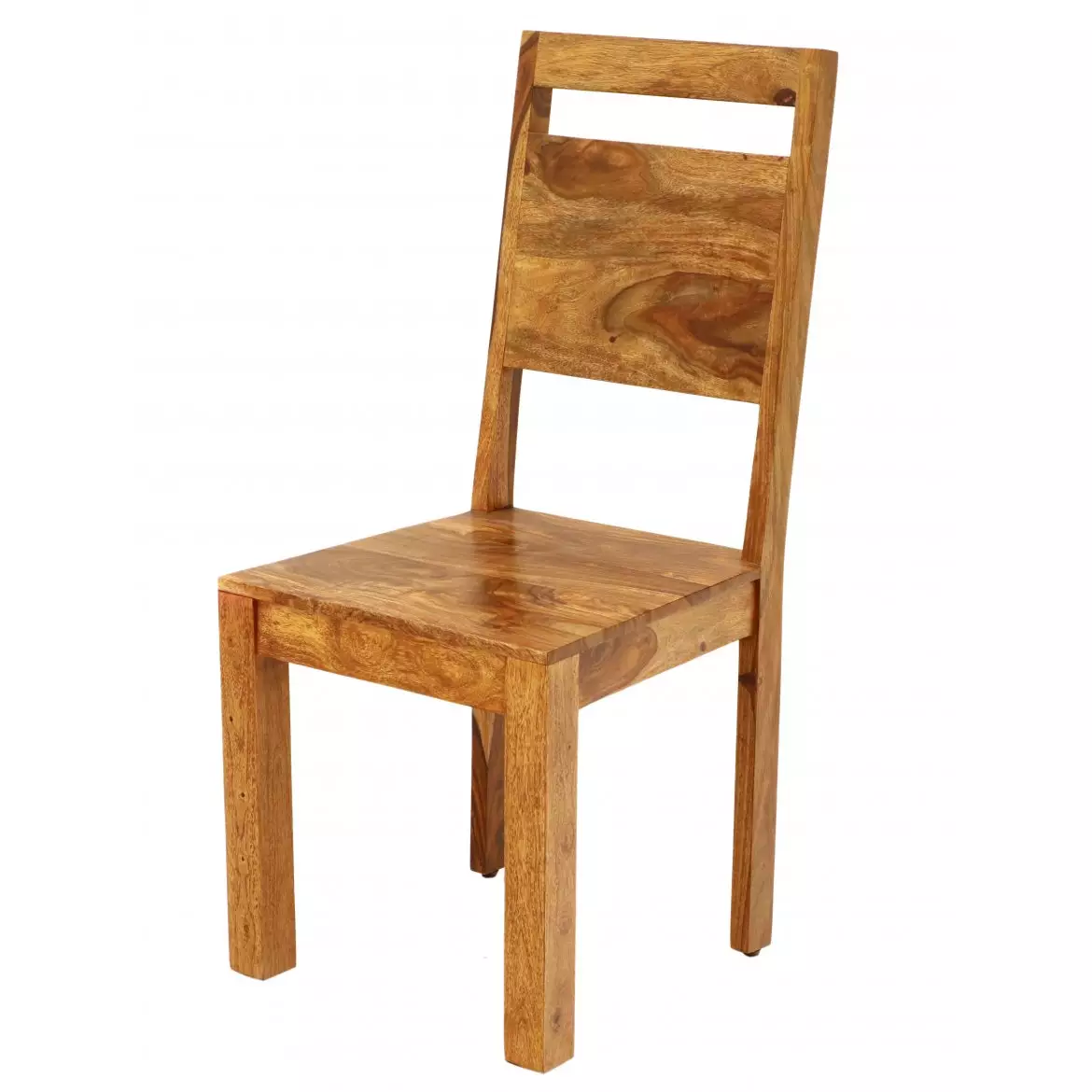 Sheesham wood dining chair side angle showing natural grain