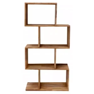 Rami Solid Sheesham Wood Open Bookcase with 4 Shelves used as Room Divider, Natural Finish, 60x120x30 cm