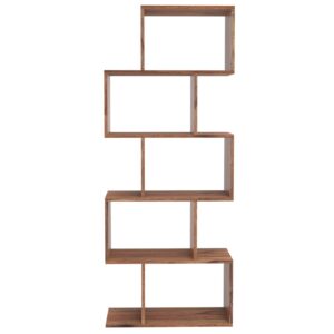 Rami Solid Sheesham Wood Tall Open Bookcase with 5 Shelves used as Room Divider, Natural Finish, 60x150x30 cm