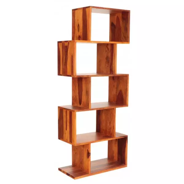 Rami Sheesham Wood Wide Room Divider Shelf | Solid Bookcase - Image 3