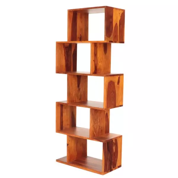 Rami Sheesham Wood Wide Room Divider Shelf | Solid Bookcase - Image 4