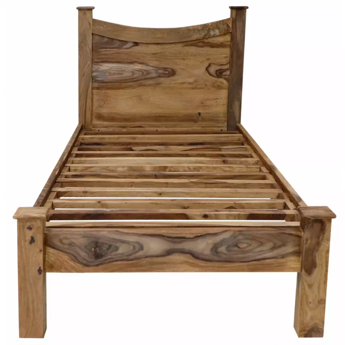Rami Solid Wood Single Bed with Headboard | Sheesham Wood Bed Frame for Bedroom and Kids Room - Image 2