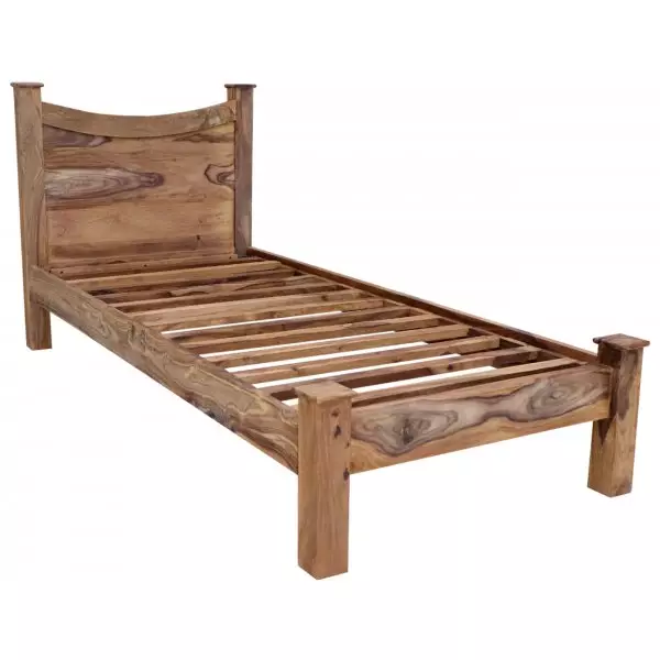Rami Solid Wood Single Bed with Headboard | Sheesham Wood Bed Frame for Bedroom and Kids Room - Image 3