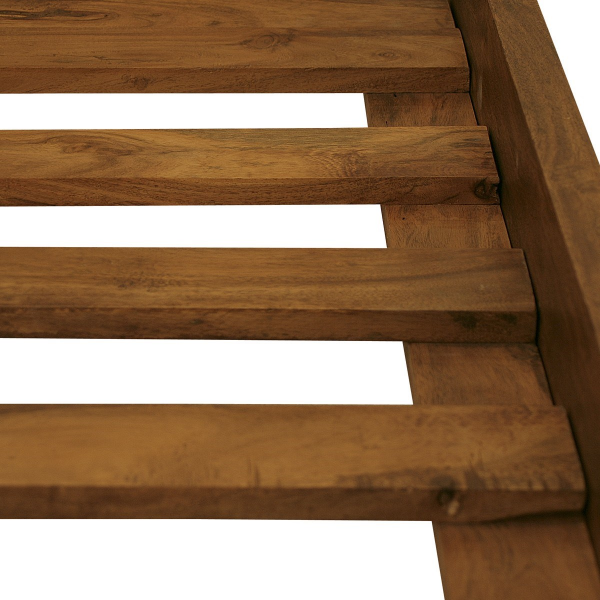 Rami sheesham wood single bed headboard close up natural grain detail Solid wood single bed frame Walnut finish kids bedroom India Rami 90x200 single bed side view showing 40 cm height and slatted base